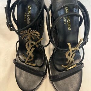 Saint Laurent Cassandra sandals palm tree